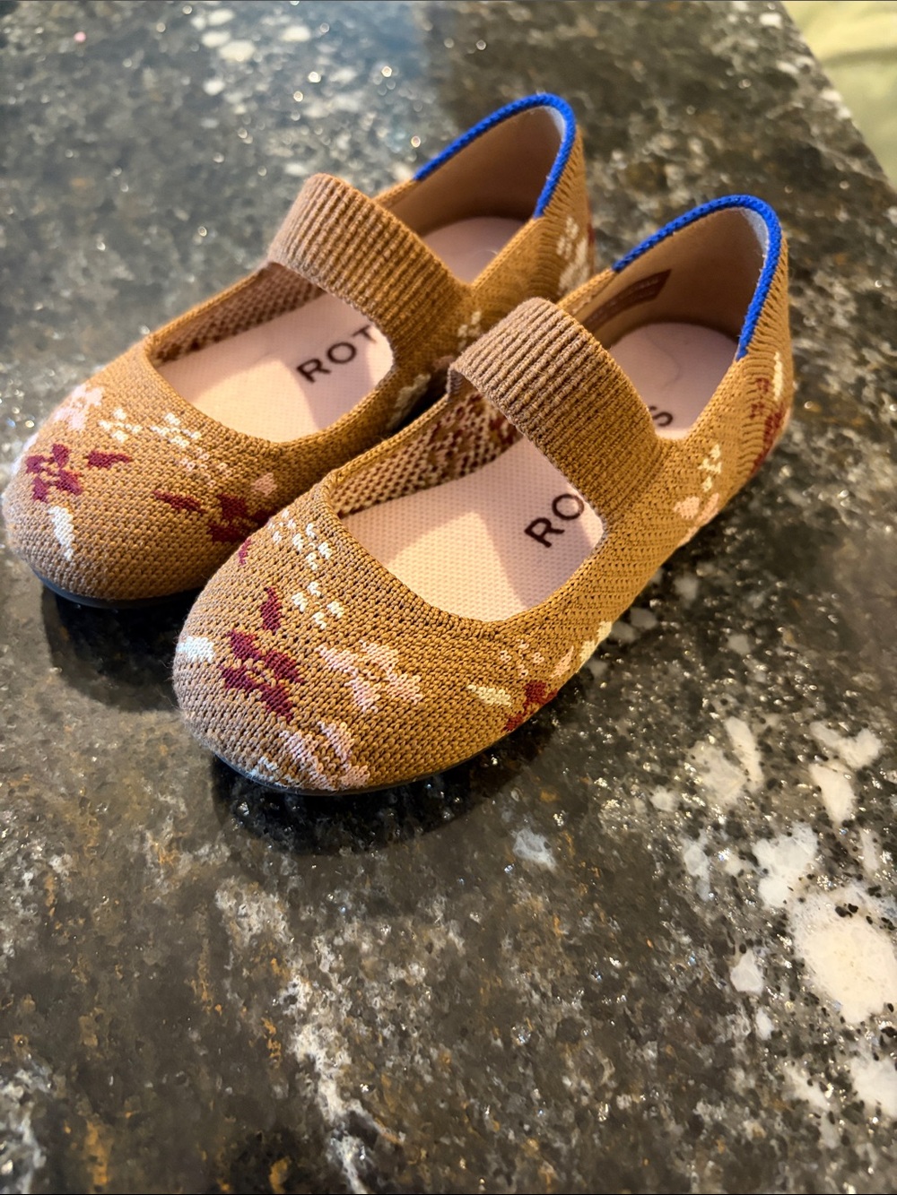 Rothy's Brown Floral Knit Mary Jane Shoes